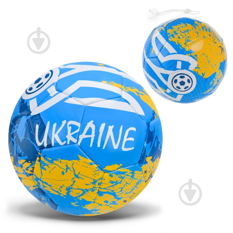Футбольный мяч Shantou Патриотический 280 г желто-голубой - фото 1