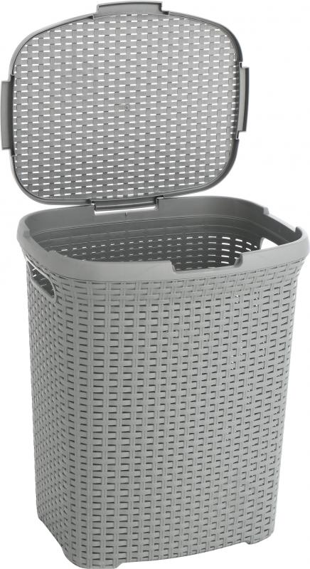 Корзина для белья Rattan 510х420х330 мм 45 л серый - фото 2