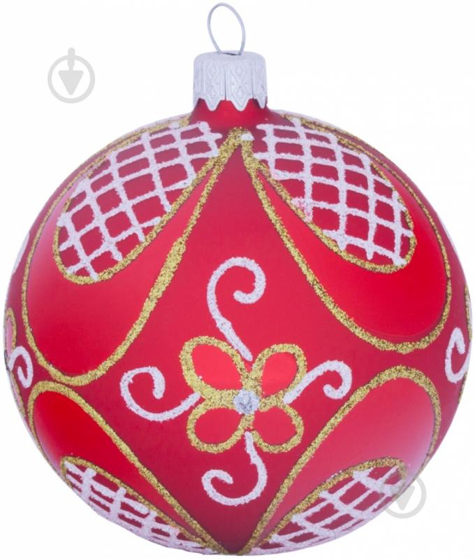 Шар стеклянный d80 6584 80 мм красный - фото 1