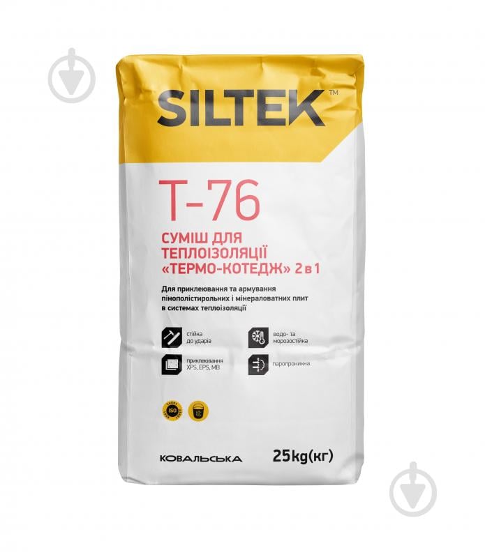 Клей для теплоизоляции Siltek T-76 «ТЕРМО-КОТЕДЖ» 2 в 1 25 кг - фото 1