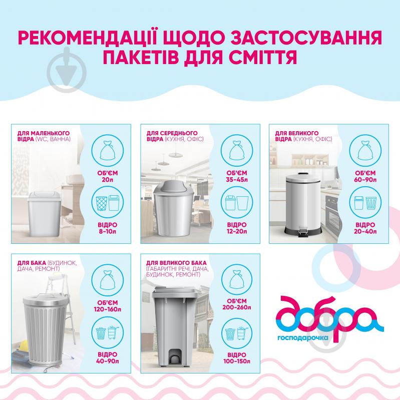 Мешки для мусора с затяжками Добра господарочка Black&White 25 рулонов по 30 шт. крепкие 35 л - фото 6