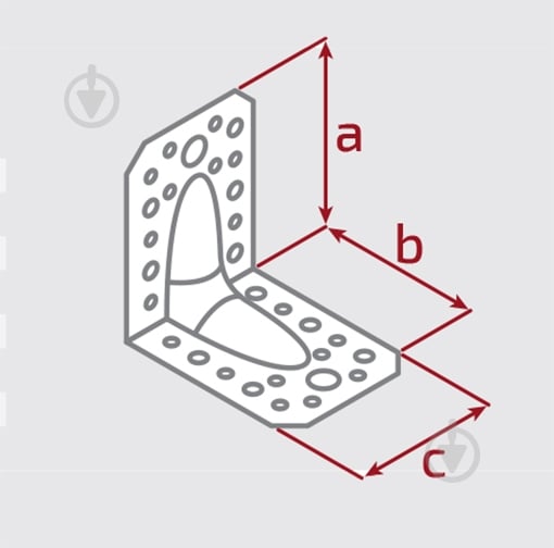 Уголок универсальный усиленный Profstal равносторонний 70x70x55 мм 2 мм (1шт.) - фото 2