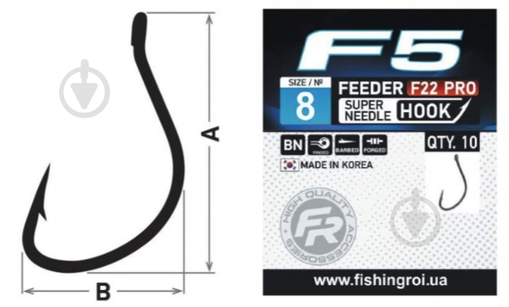 Гачки Fishing ROI Feeder F5 (F22 PRO) №5 10 шт. - фото 1