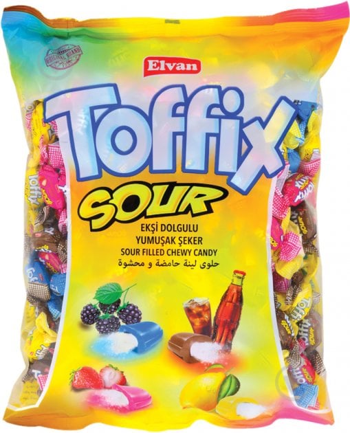 Цукерки жувальні Elvan Toffix Sour Mix 1000 г - фото 1