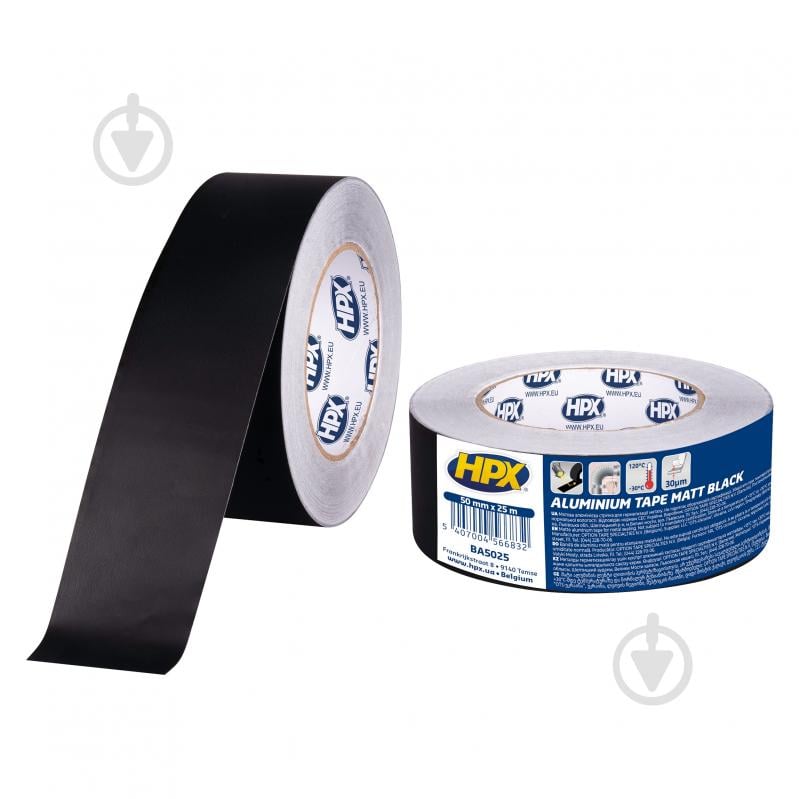 Алюминиевая лента AL MATT BLACK 120°С 30 мкм - 50 мм x 25 м HPX - фото 1