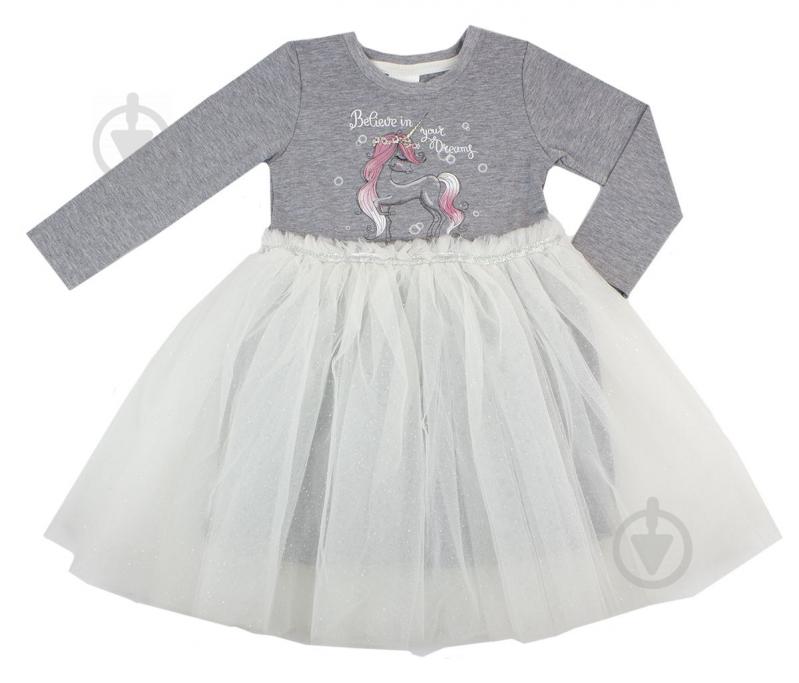 Сукня Luna Kids з фатином р.116 сірий меланж/молочний - фото 1