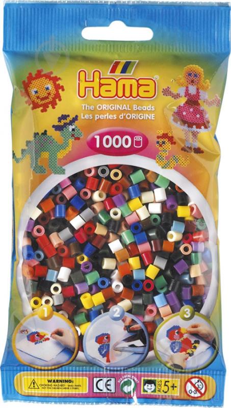 Намистини для термомозаїки Hama 1000 шт. 22 кольори Midi 207-67 - фото 1