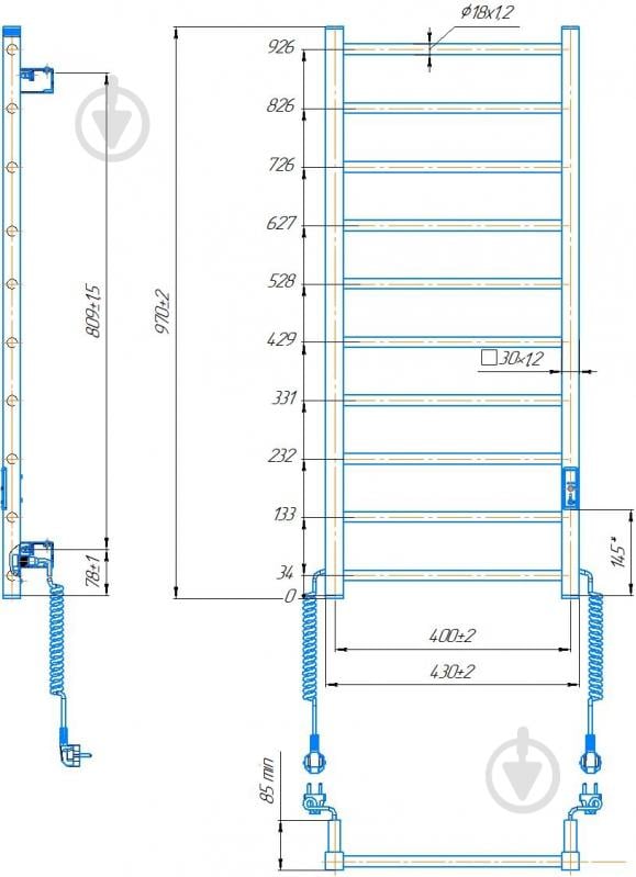 Полотенцесушитель электрический HYGGE FAMILY Leeds 970x430 черный мат - фото 5