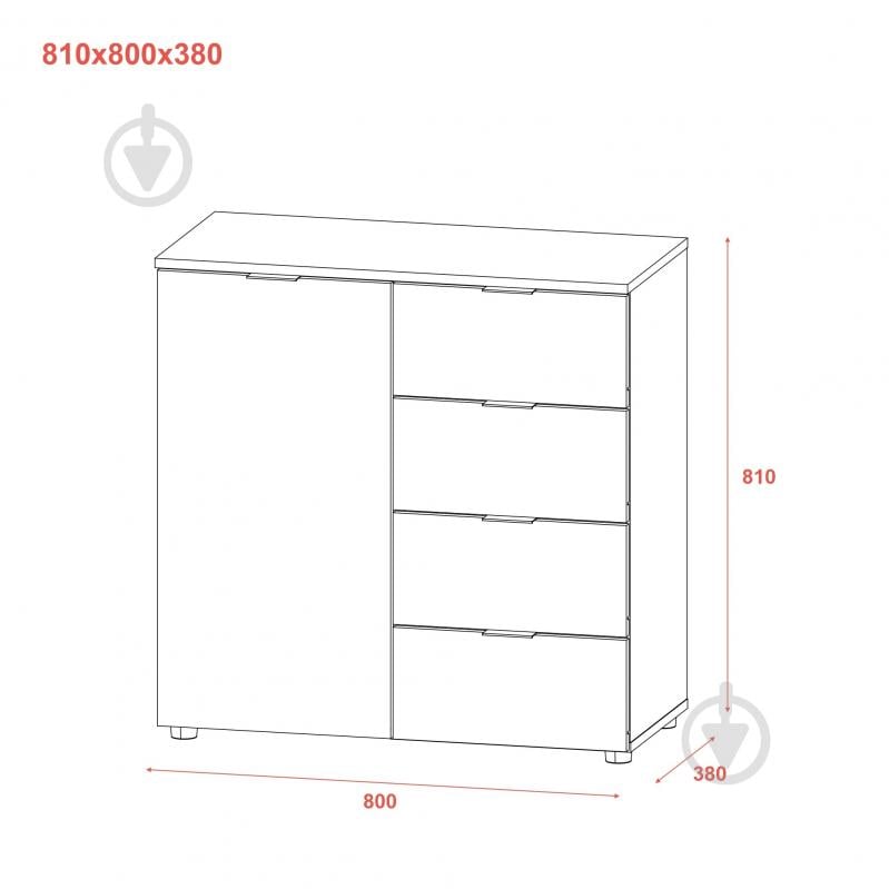 Комод Doros Рон 1 800x810x380 мм белый/белый - фото 5