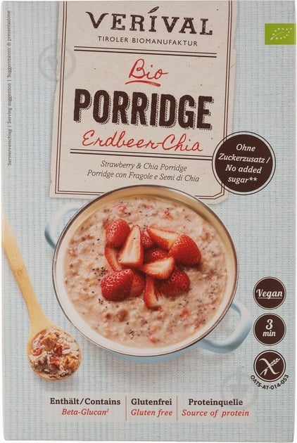 Крупа вівсяна Verival з полуницею та насінням Чіа органічна 350 г - фото 1 Крупа вівсяна Verival з полуницею та насінням Чіа органічна 350 г - фото 1