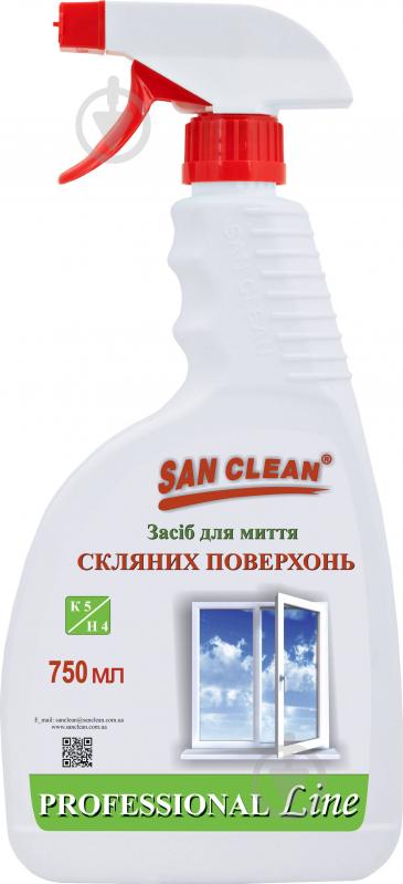 Средство моющее для стекла и зеркал SAN CLEAN PROF Line 0,75л - фото 1