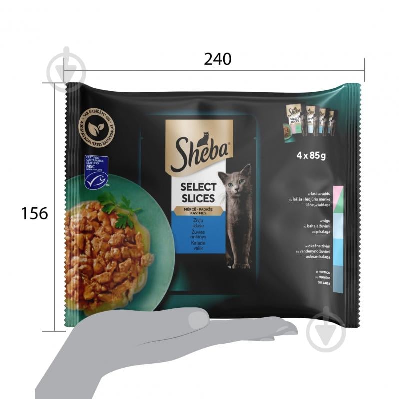 Корм влажный для котов Sheba рибное ассорти в соусе 4х85 г - фото 3 Корм влажный для котов Sheba рибное ассорти в соусе 4х85 г - фото 3