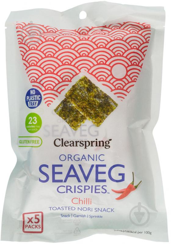 Снеки Clearspring Водоросли морские хрустящие органические Чили 5х4 г - фото 1 Снеки Clearspring Водоросли морские хрустящие органические Чили 5х4 г - фото 1