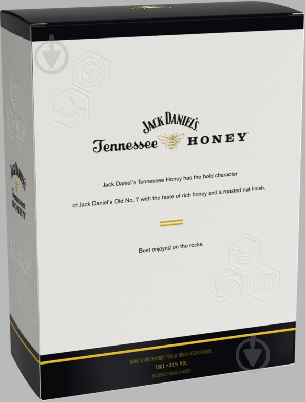 Лікер Jack Daniel's Tennessee Honey 35% + 2 бокали в картонній коробці 0,7 л - фото 2
