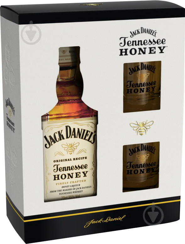 Лікер Jack Daniel's Tennessee Honey 35% + 2 бокали в картонній коробці 0,7 л - фото 1
