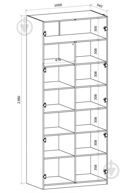 УЦІНКА! Корпус шафи Грейд ш-к ФЛЕКС тип №6 1000х2380х540 мм білий (УЦ №2578) - фото 2 УЦІНКА! Корпус шафи Грейд ш-к ФЛЕКС тип №6 1000х2380х540 мм білий (УЦ №2578) - фото 2
