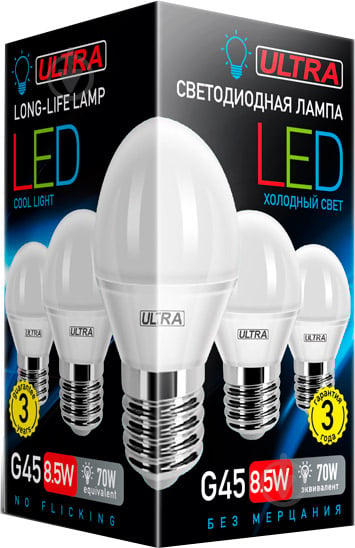 Лампа світлодіодна Ultra LED 8,5 Вт G45 матова E27 180-265 В 4000 К U LED G45 8,5W E27 4000K - фото 2