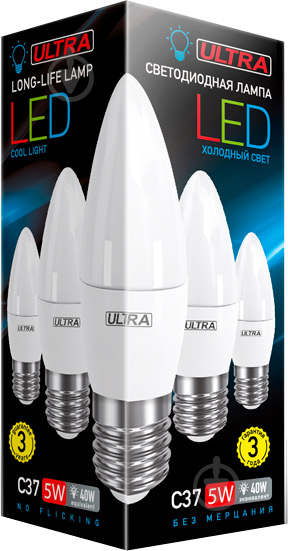 Лампа світлодіодна Ultra LED 5 Вт C37 матова E27 180-265 В 4000 К U LED С37 5W E27 4000K - фото 2