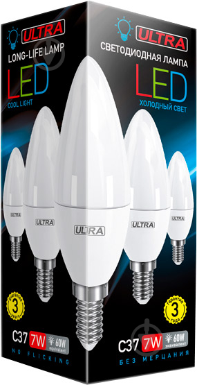 Лампа світлодіодна Ultra LED 7 Вт C37 матова E14 180-265 В 4000 К U LED С37 7W E14 4000K - фото 2