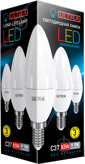 Лампа світлодіодна Ultra LED 8,5 Вт C37 матова E14 180-265 В 4000 К U LED С37 8,5W E14 4000K - фото 2