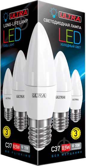 Лампа світлодіодна Ultra LED 8,5 Вт C37 матова E27 180-265 В 4000 К U LED С37 8,5W E27 4000K - фото 2