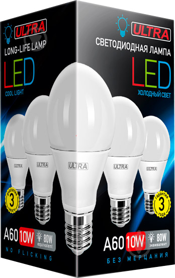 Лампа світлодіодна Ultra LED 10 Вт A60 матова E27 180-265 В 4000 К U LED A60 10W E27 4000K - фото 2