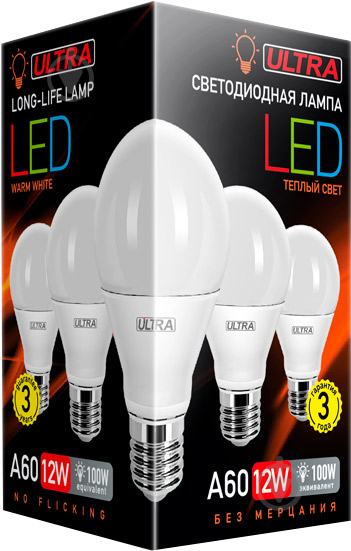 Лампа світлодіодна Ultra LED 12 Вт A60 матова E27 180-265 В 3000 К U LED A60 12W E27 3000K - фото 2