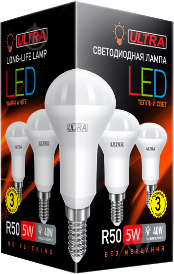 Лампа світлодіодна Ultra LED 5 Вт R50 матова E14 180-265 В 3000 К U LED R50 5W E14 3000K - фото 2