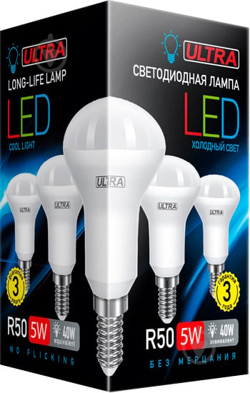 Лампа світлодіодна Ultra LED 5 Вт R50 матова E14 180-265 В 4000 К U LED R50 5W E14 4000K - фото 2