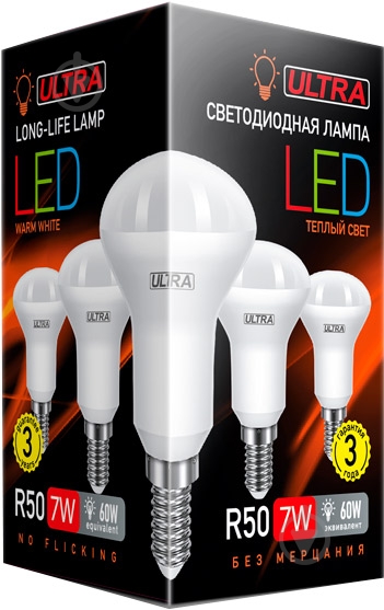 Лампа світлодіодна Ultra LED 7 Вт R50 матова E14 180-265 В 3000 К U LED R50 7W E14 3000K - фото 2