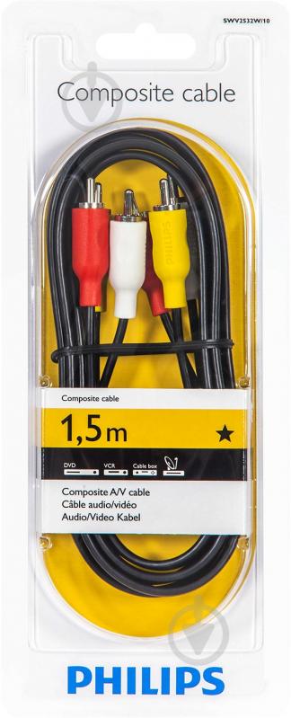 Кабель Philips 3xRCA – 3xRCA 1.5 м черный (SWV2532W/10) - фото 2