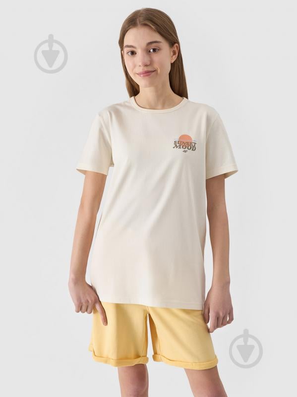 Футболка 4F TSHIRT M1136 4FJWSS24TTSHM1136-11S р.146 бежевый - фото 1