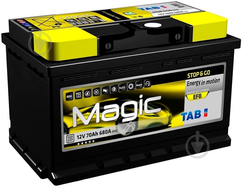 Акумулятор автомобільний TAB Magic EFB 70Ah 680A 12V 212070 «+» праворуч (212070) - фото 1 Акумулятор автомобільний TAB Magic EFB 70Ah 680A 12V 212070 «+» праворуч (212070) - фото 1