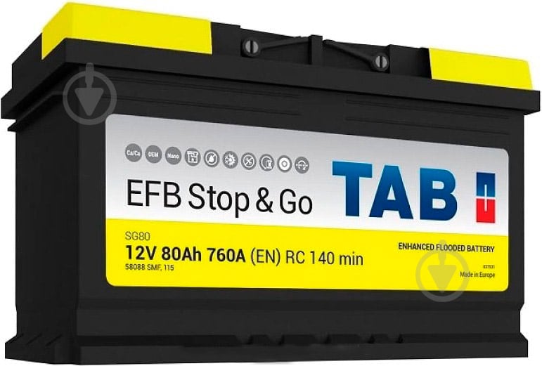 Акумулятор автомобільний TAB Magic EFB 80Ah 760A 12V 212080 «+» праворуч (212080) - фото 1