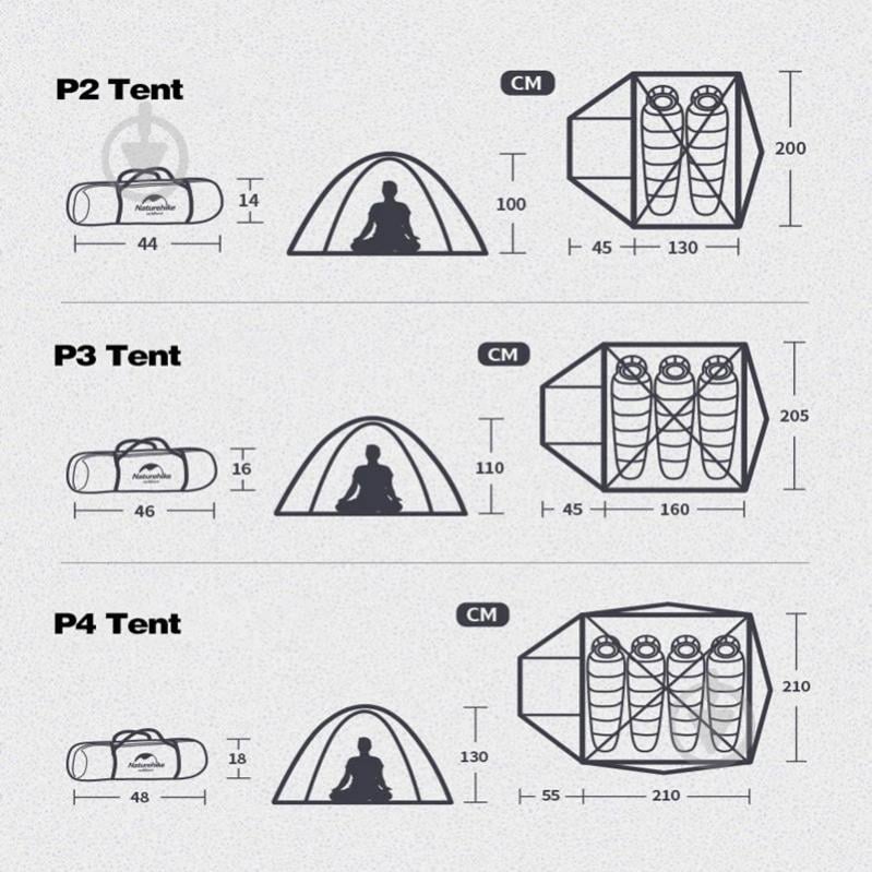 Палатка Naturehike P-Series Family Camping Tent CNK2300ZP028, светлый серый 6,9760239205e+012 - фото 2