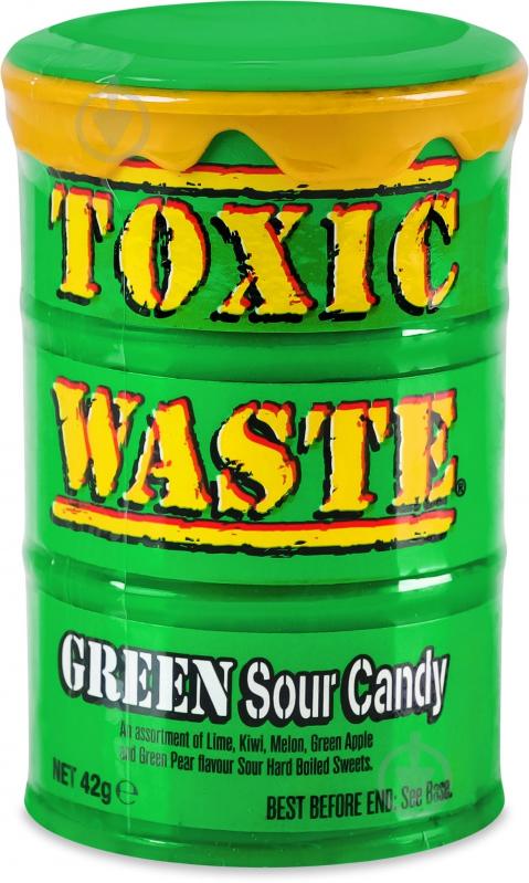 Конфеты Toxic Waste Зеленая бочка 42,5 г - фото 1 Конфеты Toxic Waste Зеленая бочка 42,5 г - фото 1