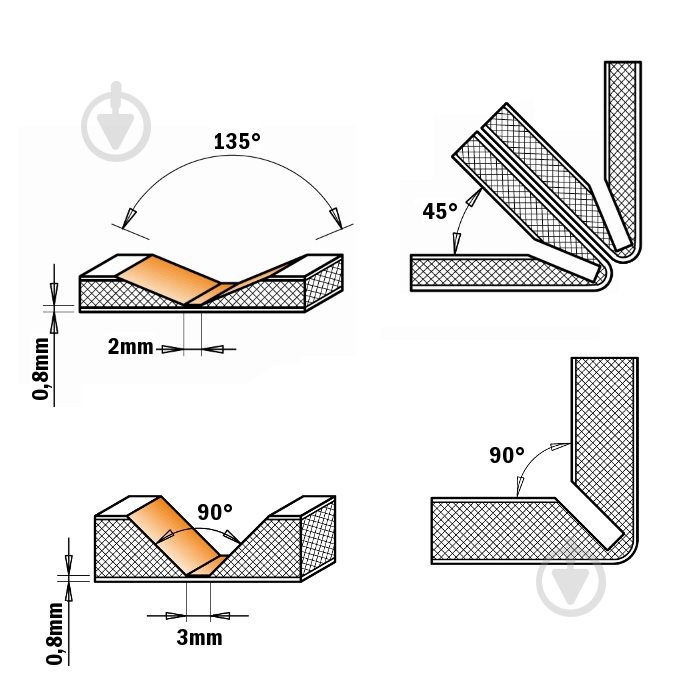 Фреза CMT HM D=18 I=3,3 A=135 S=8 для Alucobond 915.002.11 - фото 2