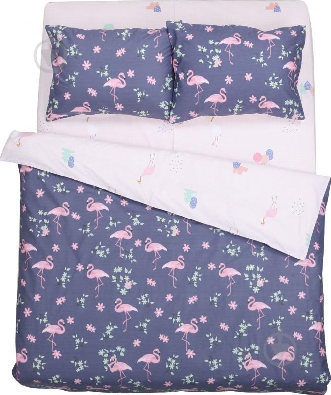 Комплект постельного белья Walking flamingo 1,5 розовый с рисунком - фото 1