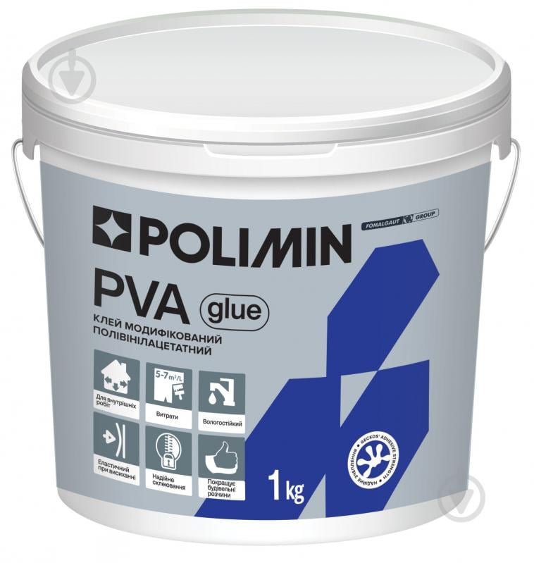 Клей ПВА Polimin модифицированный поливинилацетатный 1 кг - фото 1 Клей ПВА Polimin модифицированный поливинилацетатный 1 кг - фото 1