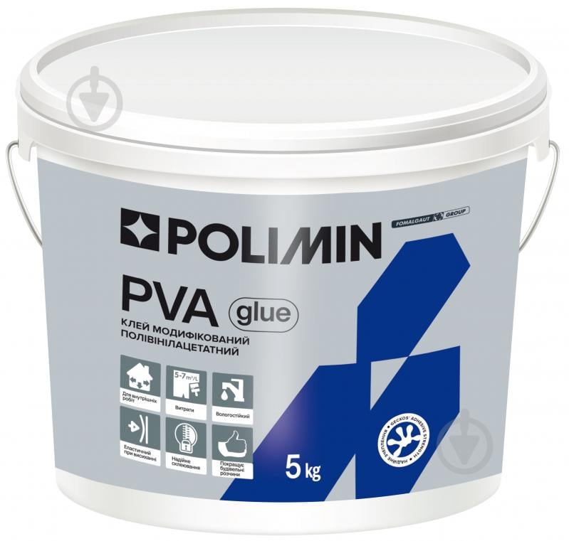 Клей ПВА Polimin модифицированный поливинилацетатный 5 кг - фото 1
