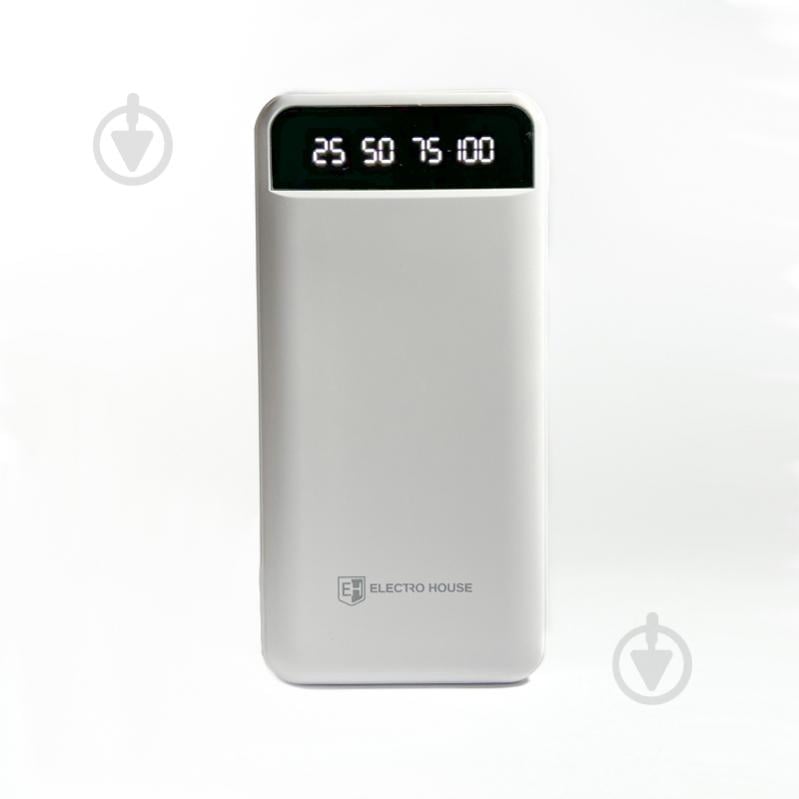 Повербанк ElectroHouse 20000 mAh white (EH-P-02-W) с фонариком type-c - фото 1