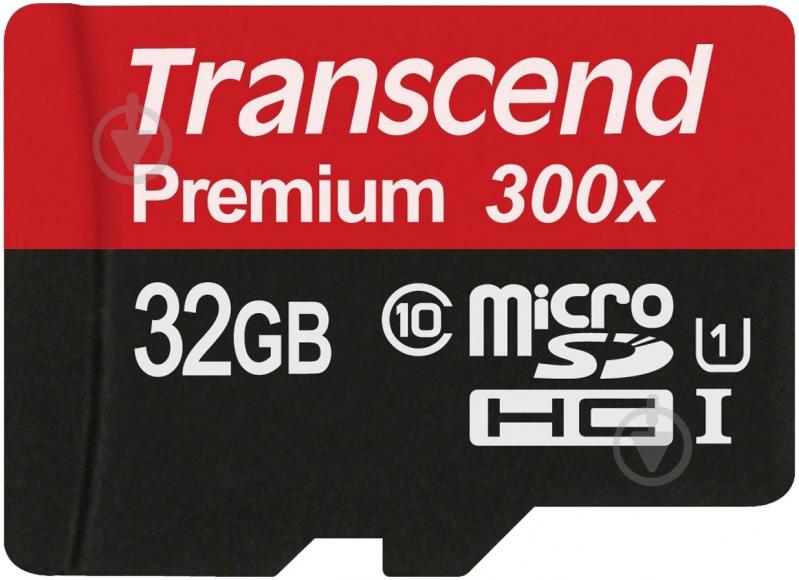 Карта пам'яті Transcend Premium micro SDHC 32GB Class 10 UHS-I R45MB/s (TS32GUSDCU1) - фото 1