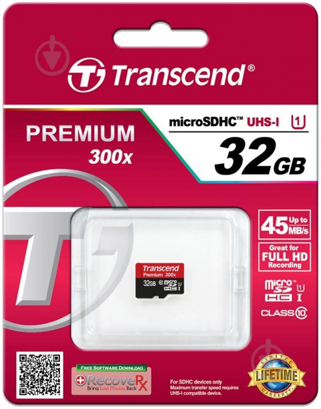 Карта пам'яті Transcend Premium micro SDHC 32GB Class 10 UHS-I R45MB/s (TS32GUSDCU1) - фото 2