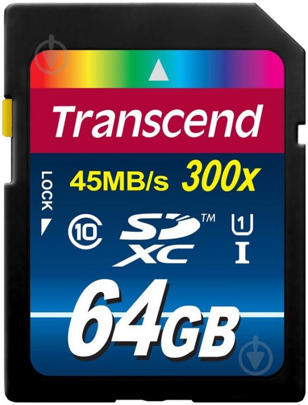 Карта памяти Transcend Premium SDXC 64GB Class 10 UHS-I R45MB/s (TS64GSDU1) - фото 1