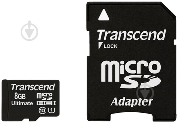 Карта пам'яті Transcend Ultimate micro SDHC 8GB Class 10 UHS-I R90MB/s (TS8GUSDHC10U1) - фото 1