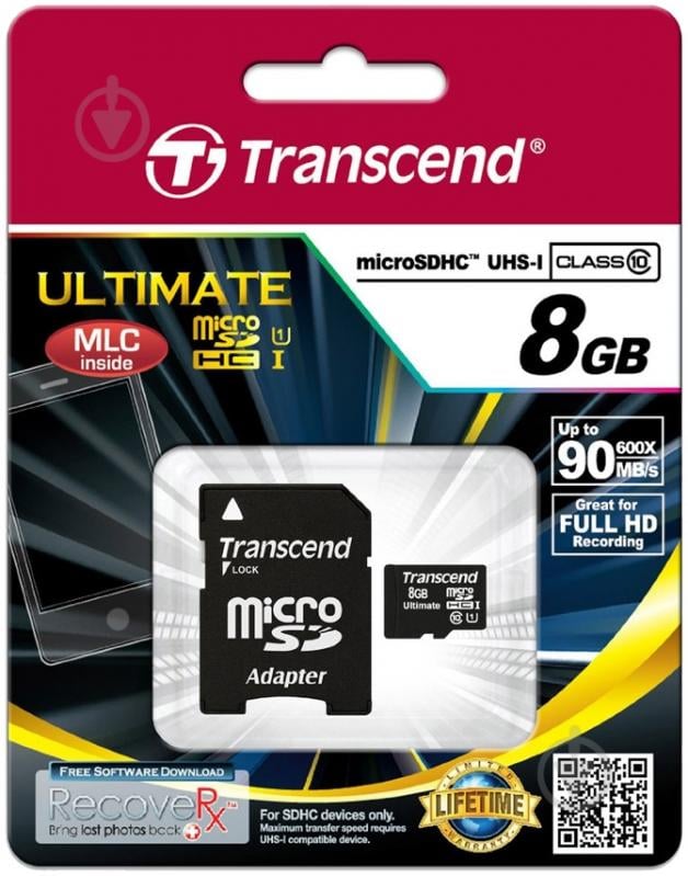 Карта пам'яті Transcend Ultimate micro SDHC 8GB Class 10 UHS-I R90MB/s (TS8GUSDHC10U1) - фото 3