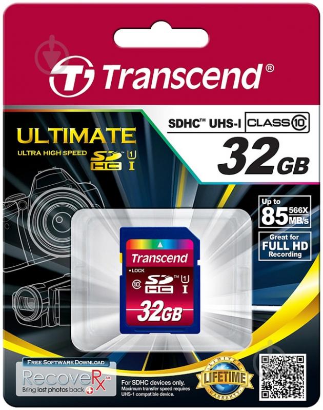 Карта памяти Transcend Ultimate SDHC 32GB Class 10 UHS-I R90MB/s (TS32GSDHC10U1) - фото 2