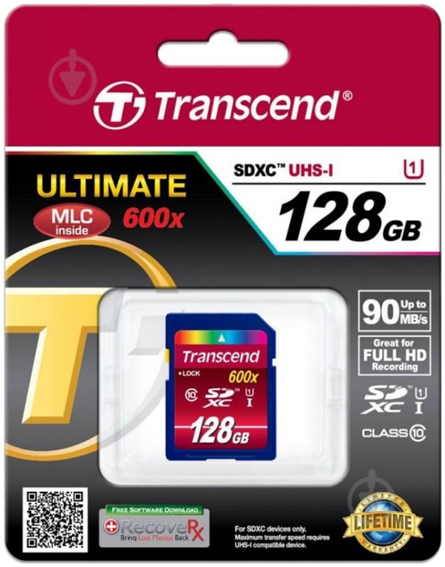 Карта памяти Transcend Ultimate SDXC 128GB Class 10 UHS-I R90 MB/s (TS128GSDXC10U1) - фото 2