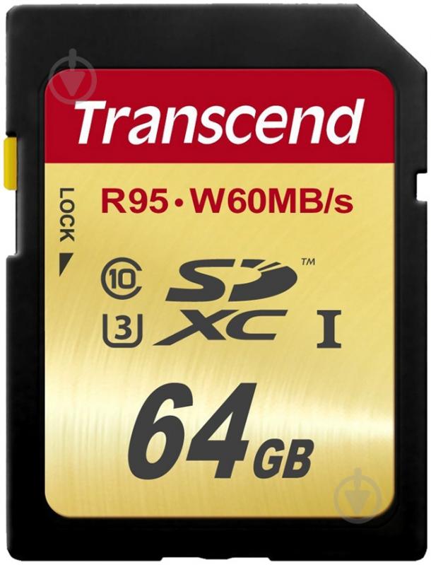 Карта памяти Transcend Ultimate SDXC 64GB Class 10 UHS-I U3 R95/W60MB/s (TS64GSDU3) - фото 1