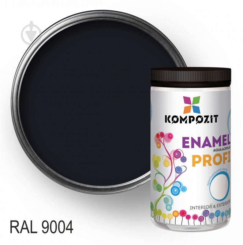 Эмаль Kompozit акриловая Profi RAL 9004 шелковистый мат 2,7 л - фото 1 Эмаль Kompozit акриловая Profi RAL 9004 шелковистый мат 2,7 л - фото 1